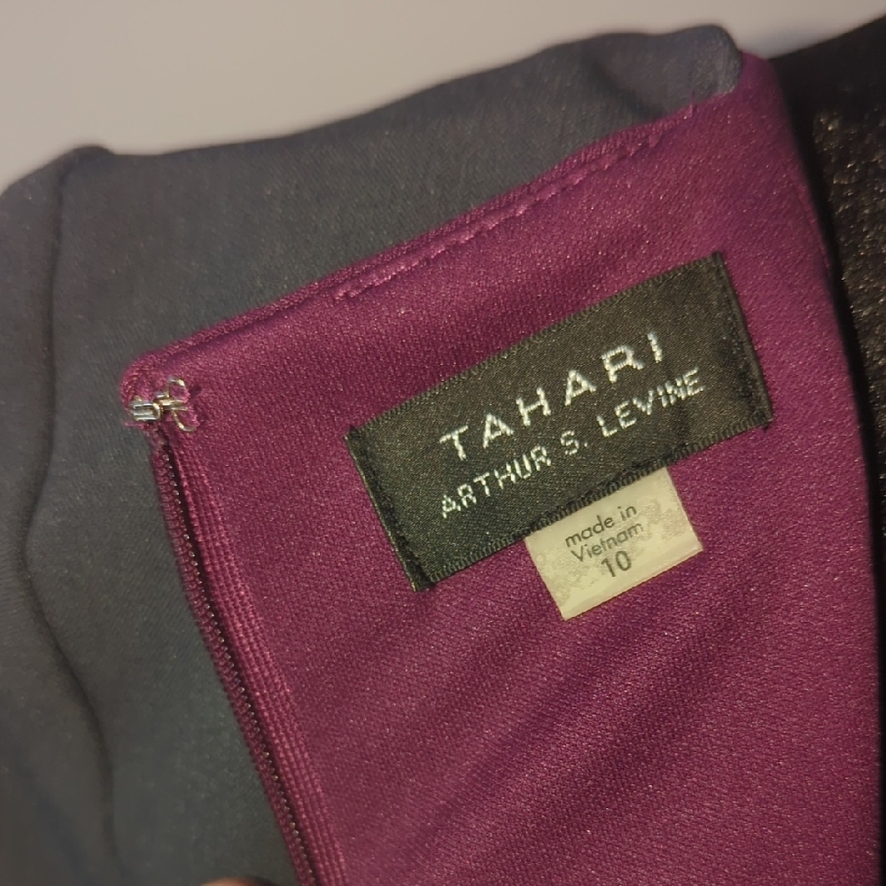 Tahari Purple and Gray Midi Dress Size 10 - Picture 12 of 13